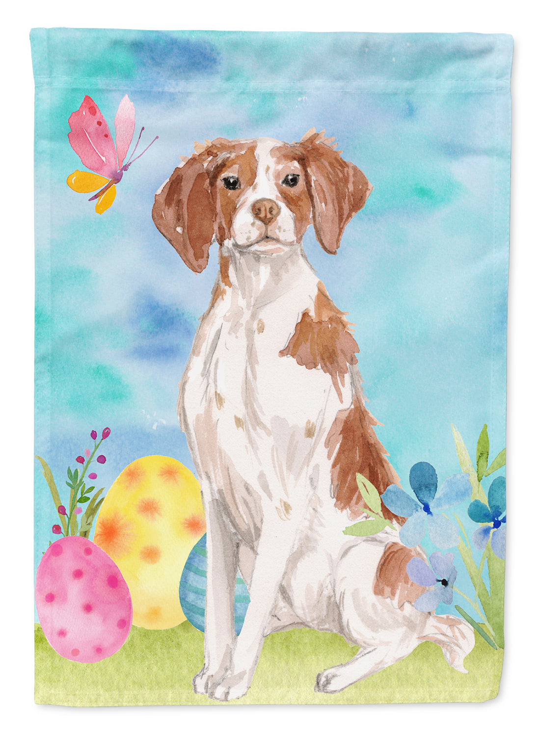 Brittany+Spaniel+Easter+Flag+Canvas+House+Size+BB9609CHF