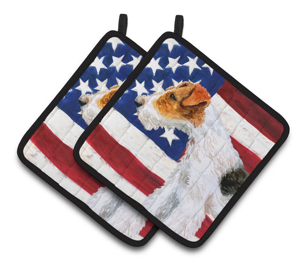 Fox Terrier Patriotic Pair of Pot Holders BB9650PTHD by Caroline's Treasures