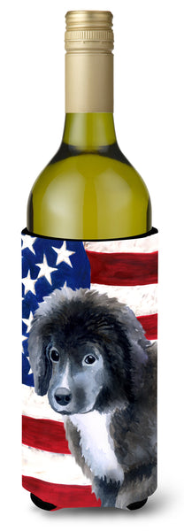 Newfoundland Puppy Patriotic Wine Bottle Beverge Insulator Hugger BB9699LITERK by Caroline's Treasures