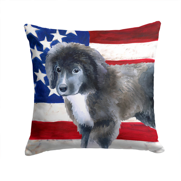 Newfoundland Puppy Patriotic Fabric Decorative Pillow BB9699PW1414 - the-store.com