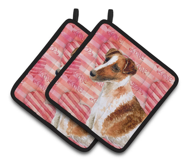 Smooth Fox Terrier Love Pair of Pot Holders BB9734PTHD by Caroline's Treasures