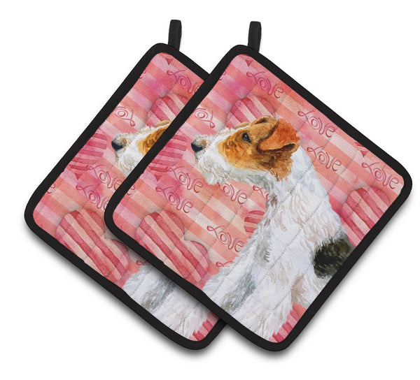 Fox Terrier Love Pair of Pot Holders BB9737PTHD by Caroline's Treasures