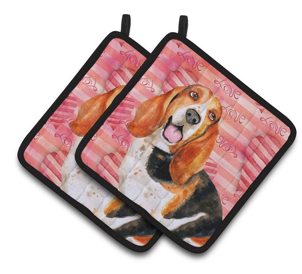 Basset Hound Love Pair of Pot Holders BB9791PTHD by Caroline's Treasures