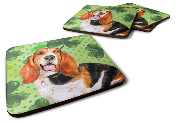 Basset Hound St Patrick's Foam Coaster Set of 4 BB9878FC - the-store.com