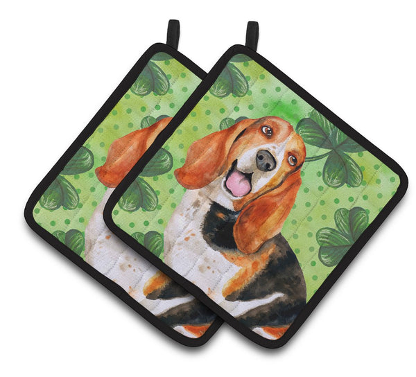 Basset Hound St Patrick's Pair of Pot Holders BB9878PTHD by Caroline's Treasures