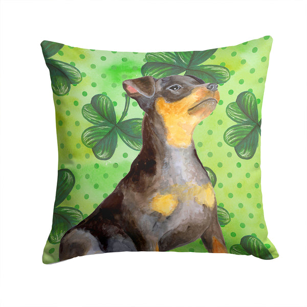 Miniature Pinscher #2 St Patrick's Fabric Decorative Pillow BB9898PW1414 - the-store.com