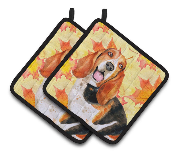 Basset Hound Fall Pair of Pot Holders BB9965PTHD by Caroline's Treasures