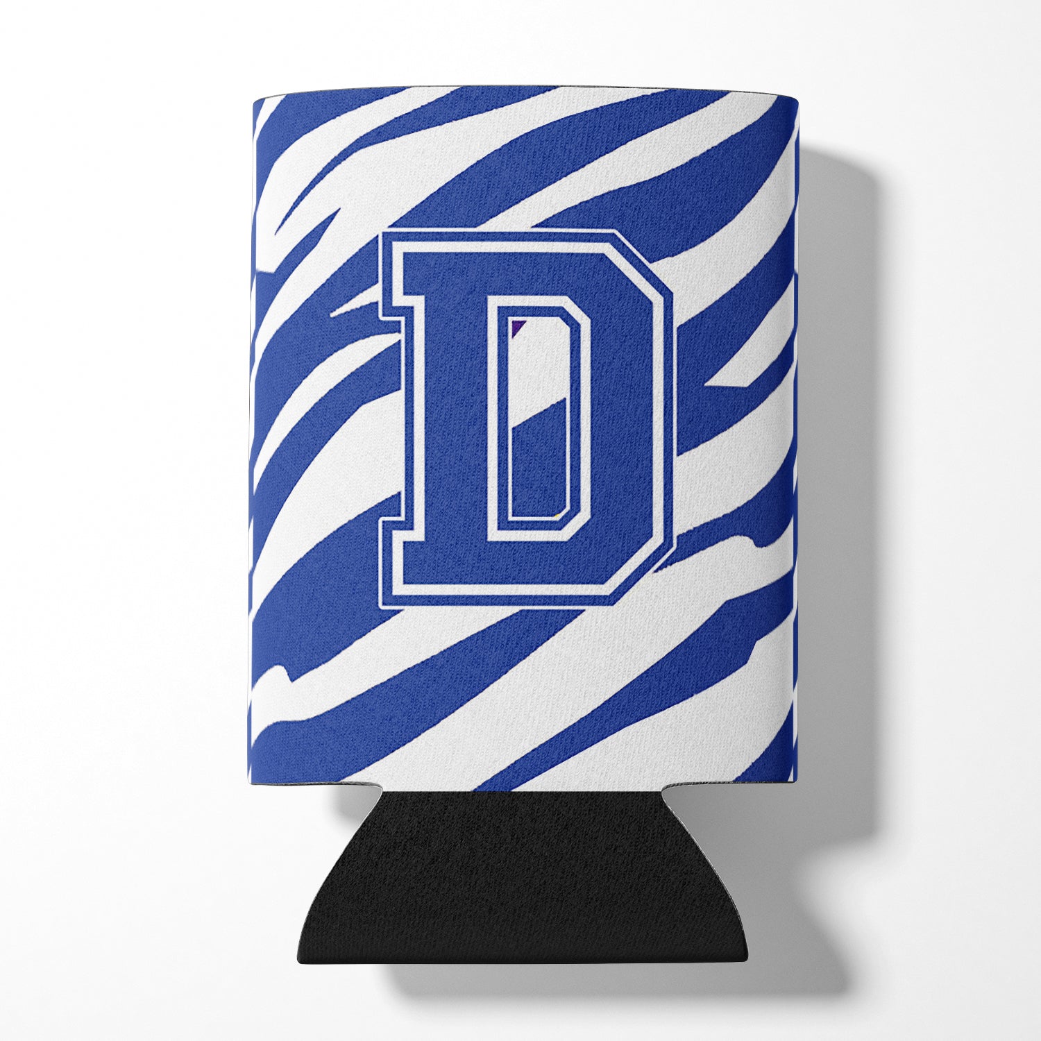 Letter+D+Initial+Monogram+-+Tiger+Stripe+Blue+and+White+Can+Beverage+Insulator+Hugger.