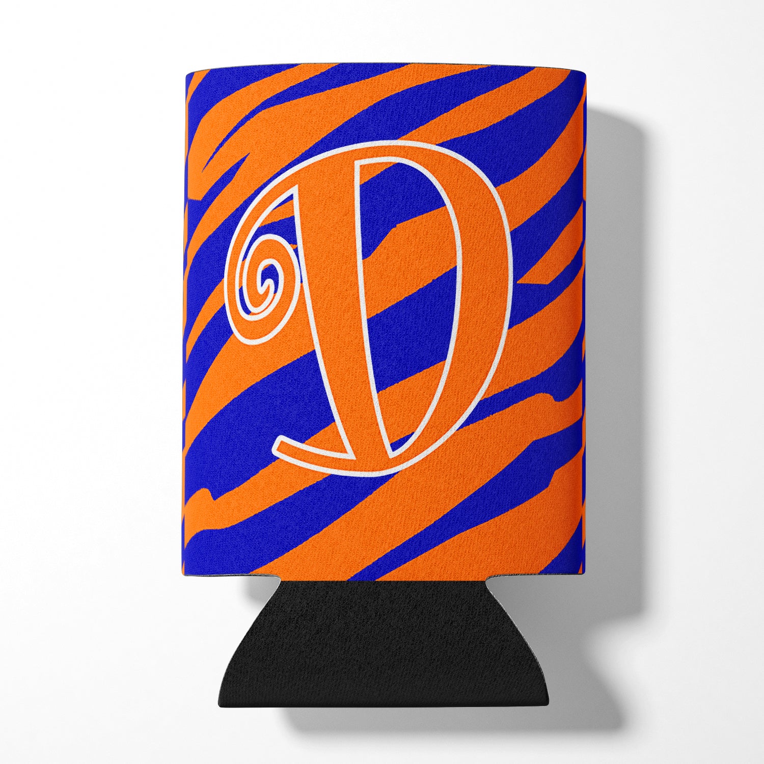 Letter+D+Initial+Monogram+-+Tiger+Stripe+Blue+and+Orange+Can+Beverage+Insulator+Hugger.