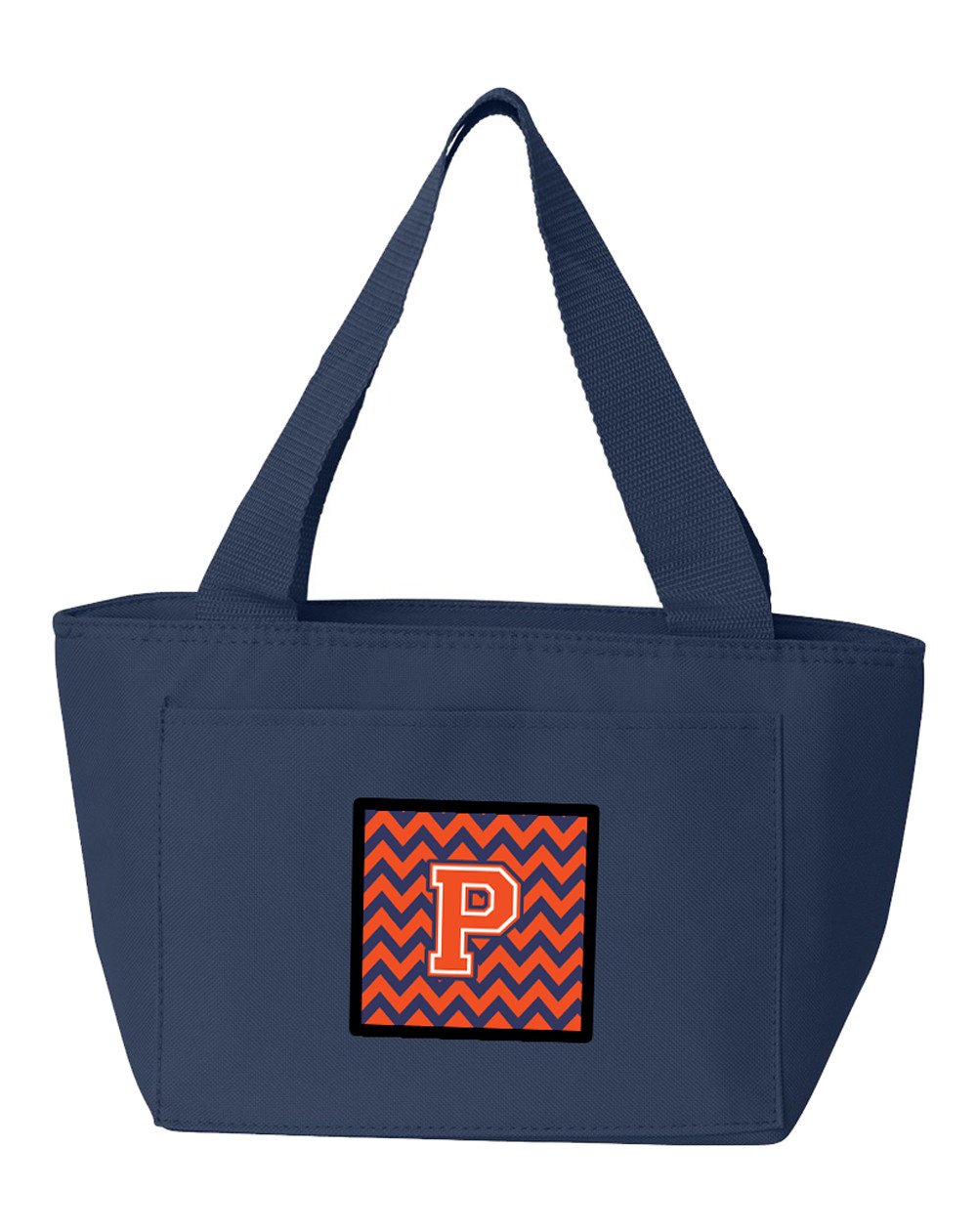 Letter P Chevron Orange and Blue Lunch Bag CJ1042-PNA-8808