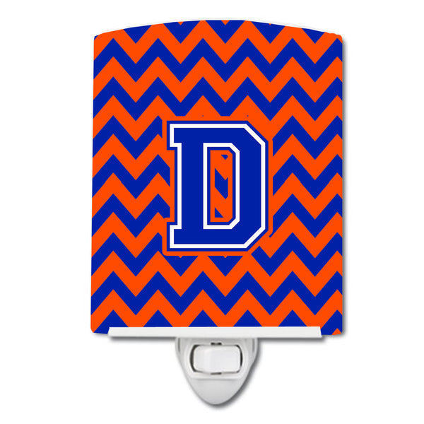 Letter D Chevron Orange and Blue Ceramic Night Light CJ1044-DCNL - the-store.com