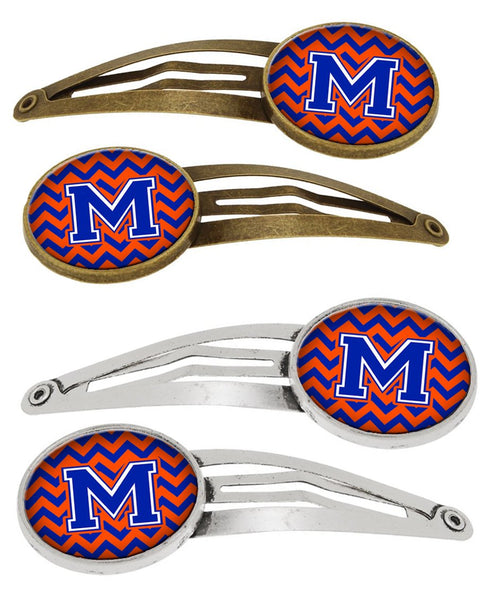 Letter M Chevron Orange and Blue Set of 4 Barrettes Hair Clips CJ1044-MHCS4 by Caroline's Treasures