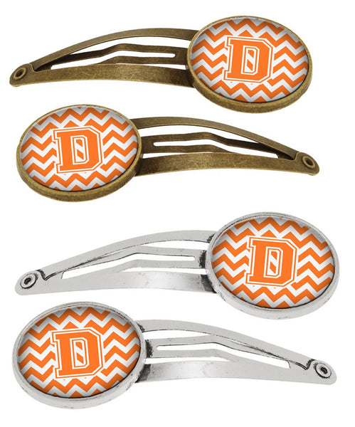 Letter D Chevron Orange and White Set of 4 Barrettes Hair Clips CJ1046-DHCS4 by Caroline's Treasures