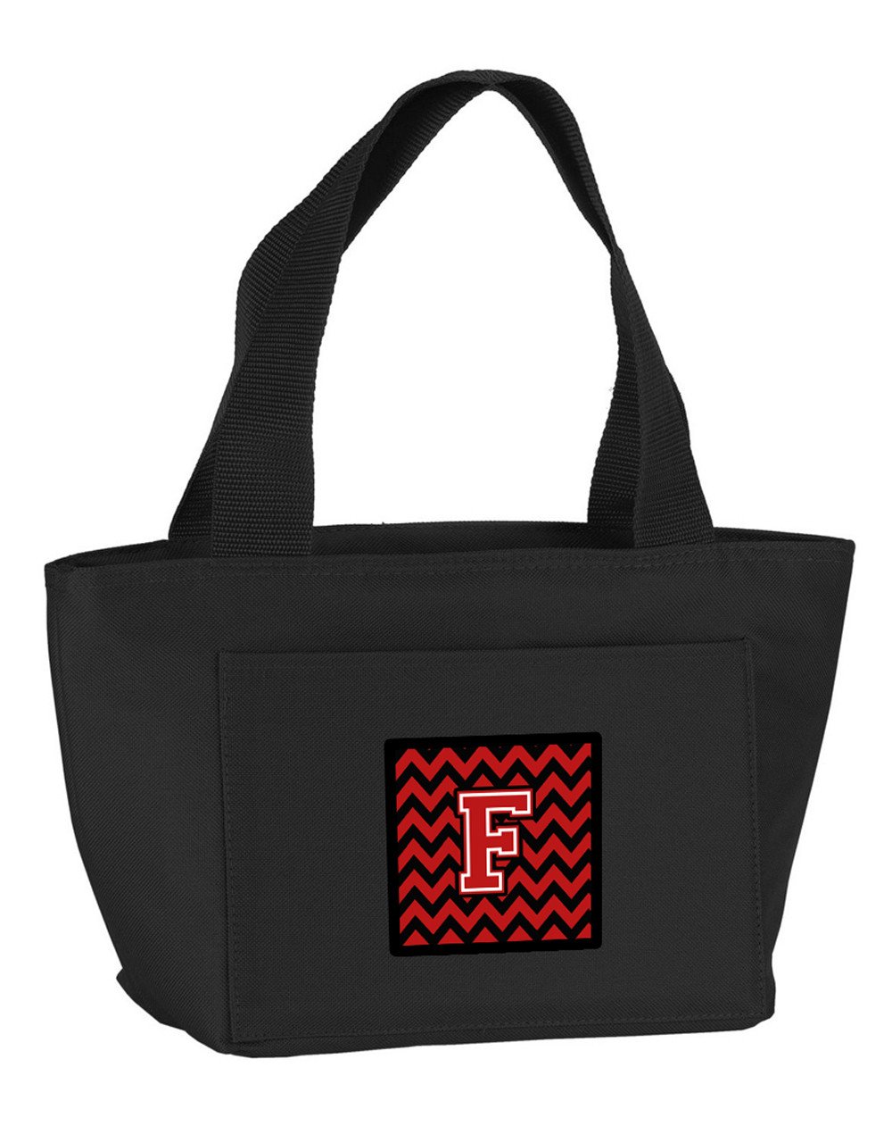 Letter F Chevron Black and Red   Lunch Bag CJ1047-FBK-8808