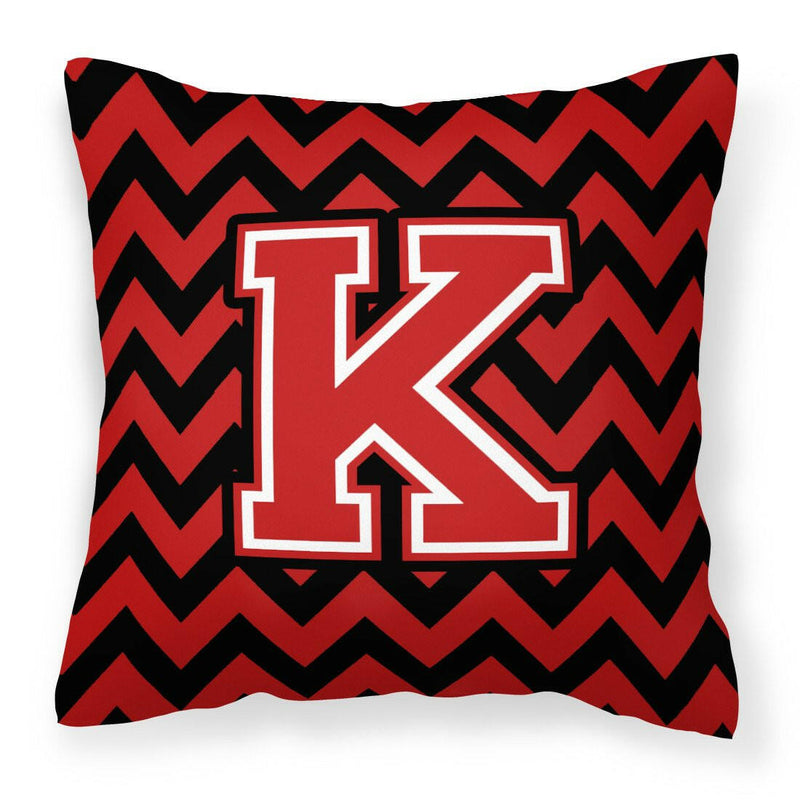 Letter K Chevron Black and Red Fabric Decorative Pillow CJ1047-KPW1414 ...