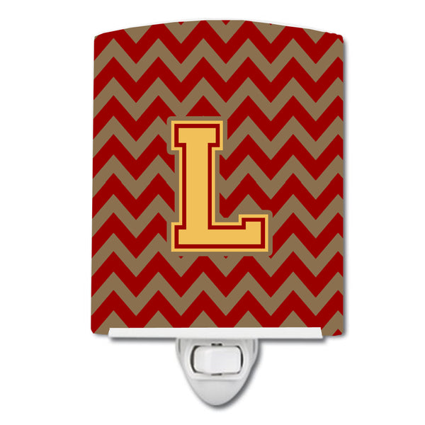 Letter L Chevron Garnet and Gold  Ceramic Night Light CJ1048-LCNL - the-store.com