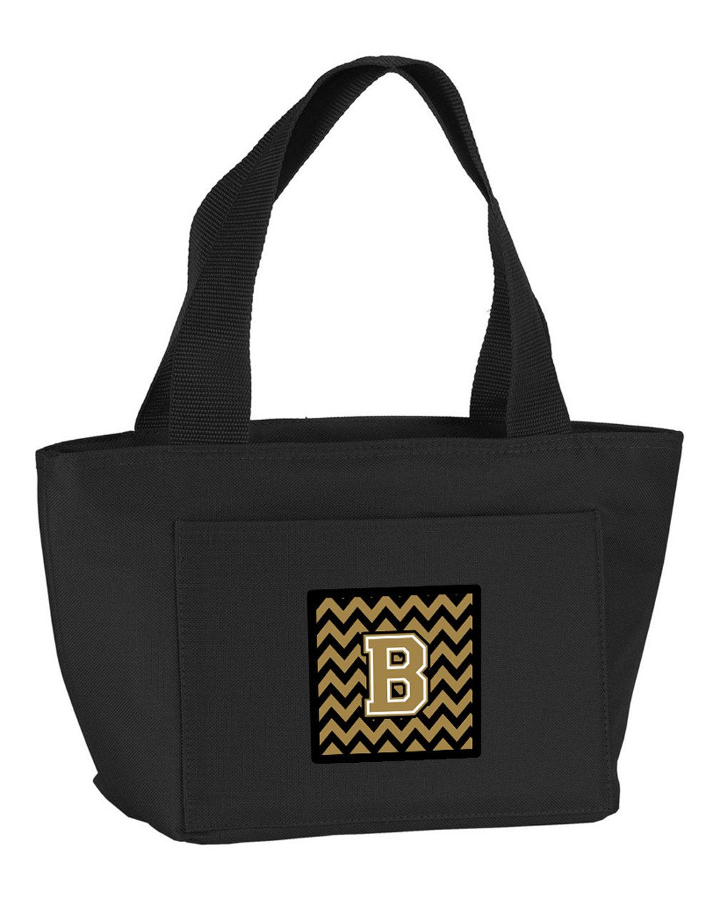 Letter B Chevron Black and Gold  Lunch Bag CJ1050-BBK-8808