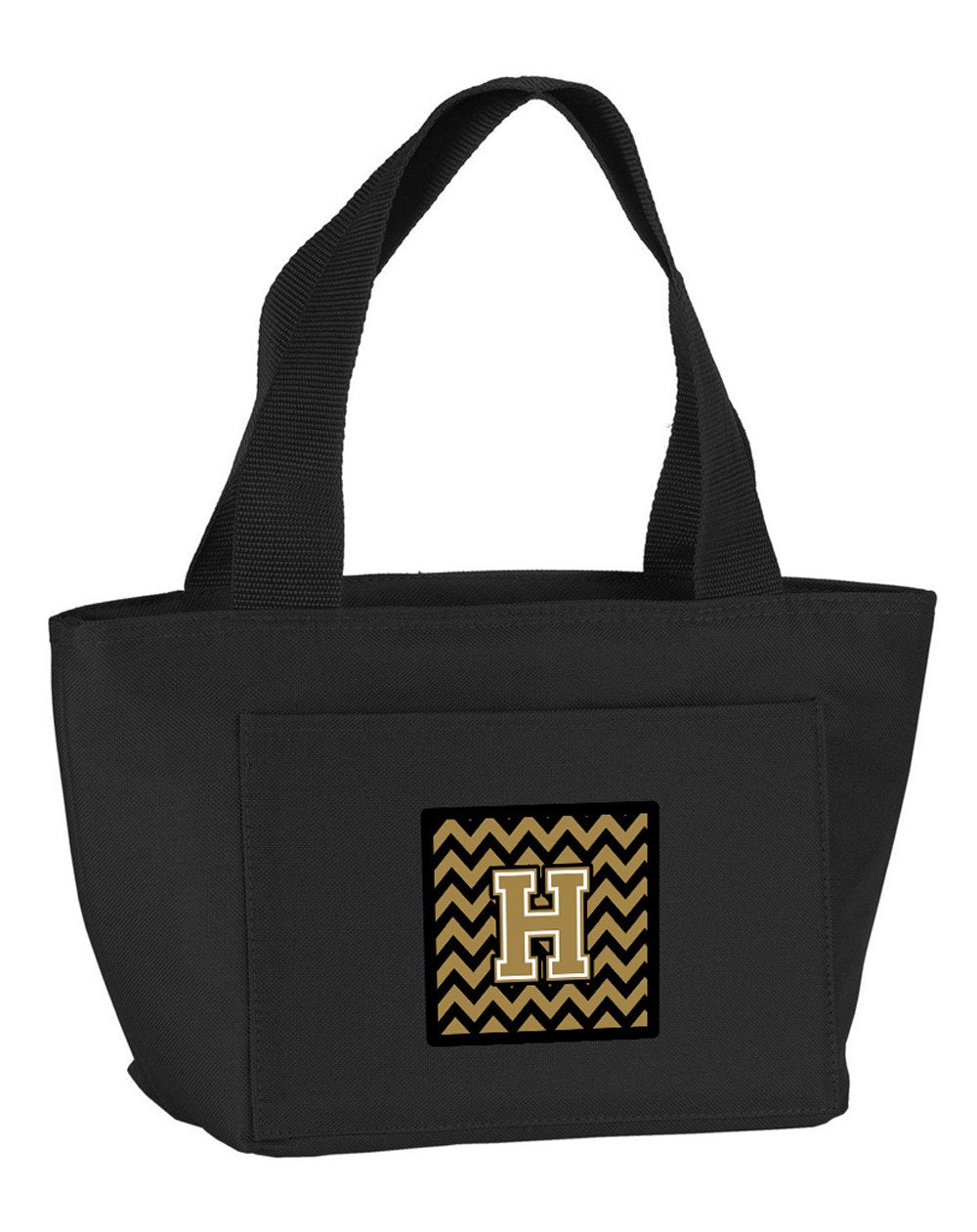 Letter H Chevron Black and Gold  Lunch Bag CJ1050-HBK-8808