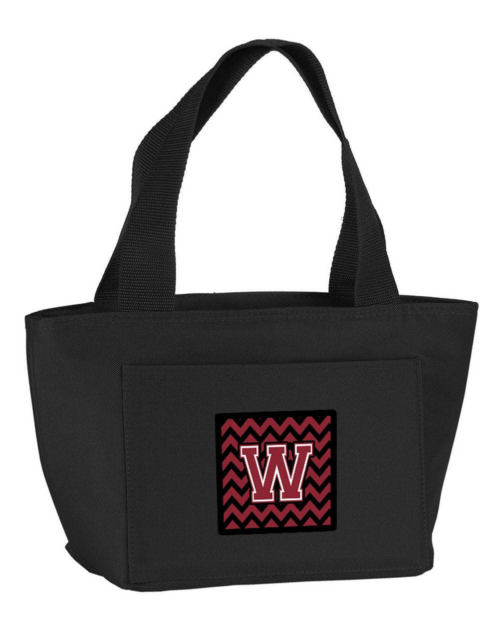 Letter W Chevron Garnet and Black  Lunch Bag CJ1052-WBK-8808