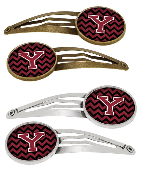 Letter Y Chevron Garnet and Black Set of 4 Barrettes Hair Clips CJ1052-YHCS4 by Caroline's Treasures