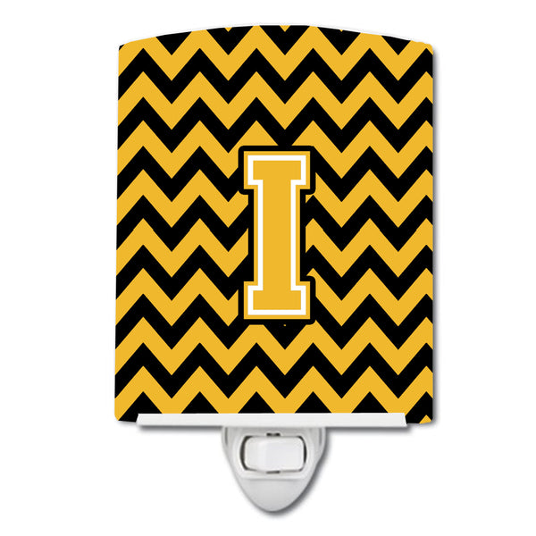 Letter I Chevron Black and Gold Ceramic Night Light CJ1053-ICNL - the-store.com