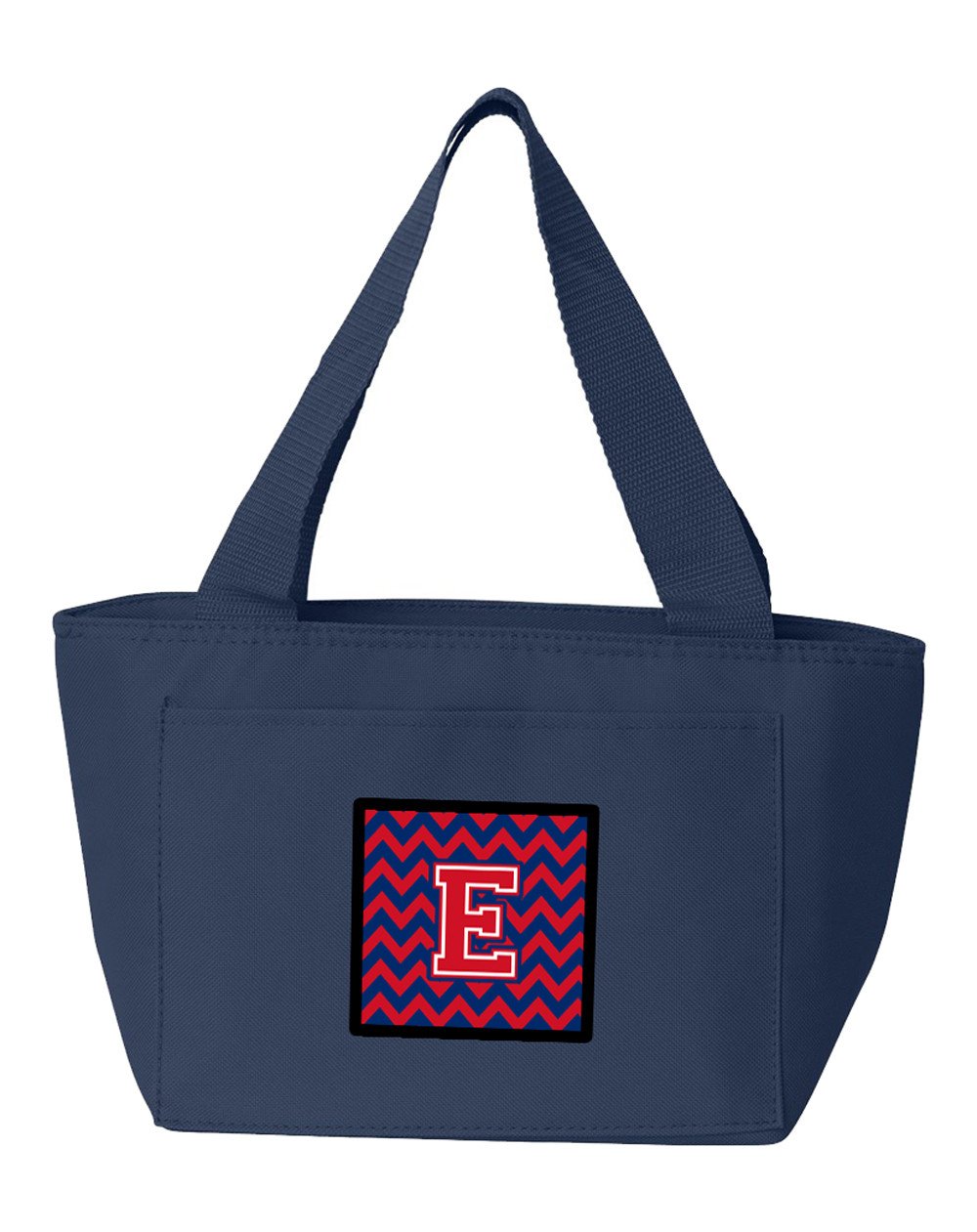 Letter E Chevron Yale Blue and Crimson Lunch Bag CJ1054-ENA-8808