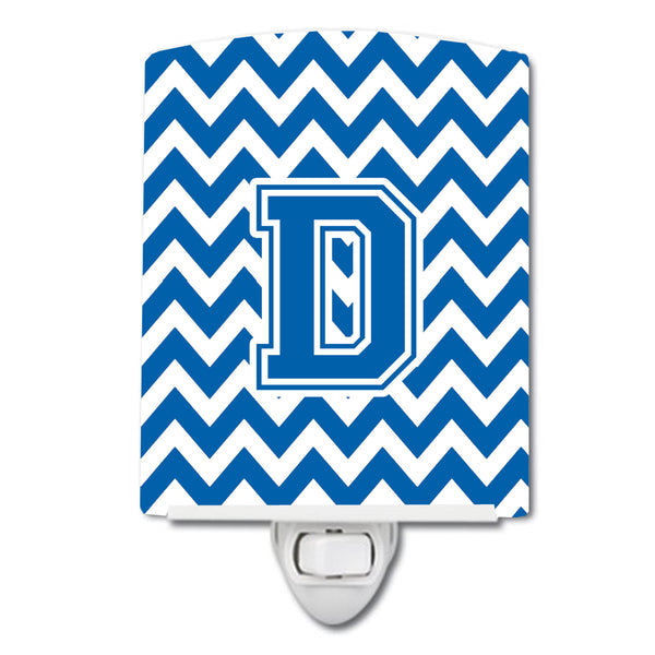 Letter D Chevron Blue and White Ceramic Night Light CJ1056-DCNL - the-store.com