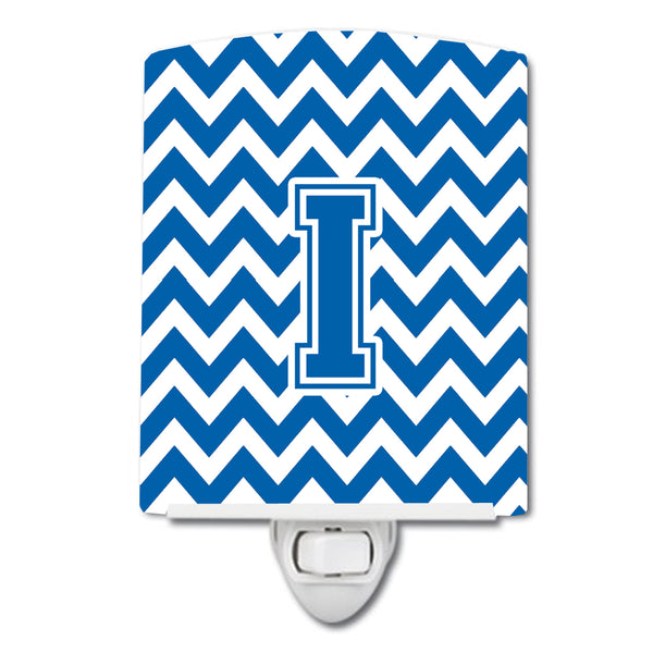 Letter I Chevron Blue and White Ceramic Night Light CJ1056-ICNL - the-store.com