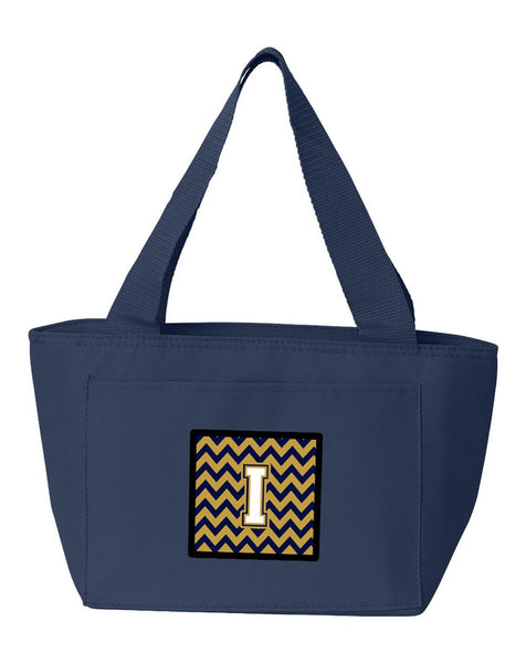 Letter I Chevron Navy Blue and Gold Lunch Bag CJ1057-INA-8808 by Caroline's Treasures