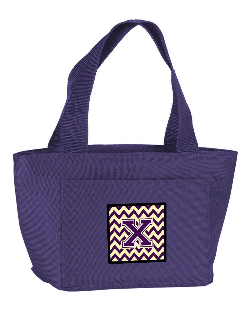 Letter X Chevron Purple and Gold Lunch Bag CJ1058-XPR-8808