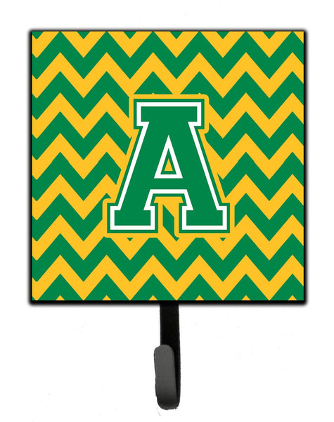 Letter A Chevron Green and Gold Leash or Key Holder by Caroline's Treasures