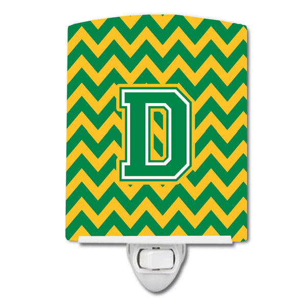 Letter D Chevron Green and Gold Ceramic Night Light CJ1059-DCNL - the-store.com