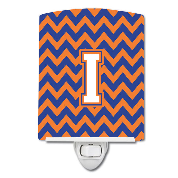 Letter I Chevron Blue and Orange #3 Ceramic Night Light CJ1060-ICNL - the-store.com