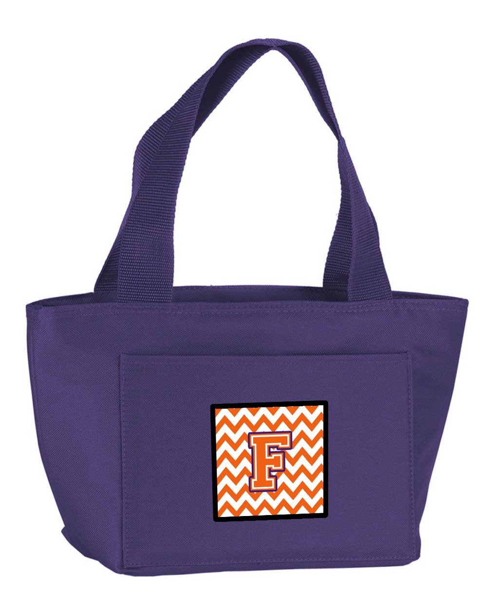 Letter F Chevron Orange and Regalia Lunch Bag CJ1062-FPR-8808