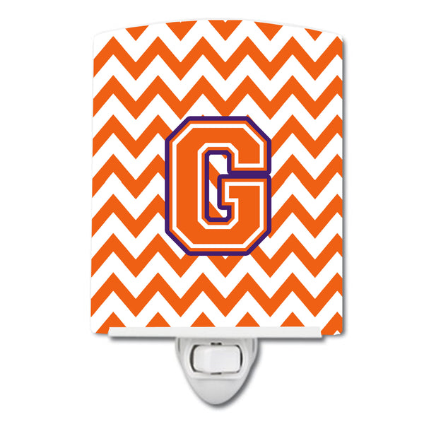 Letter G Chevron Orange and Regalia Ceramic Night Light CJ1062-GCNL - the-store.com