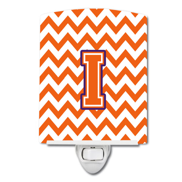 Letter I Chevron Orange and Regalia Ceramic Night Light CJ1062-ICNL - the-store.com