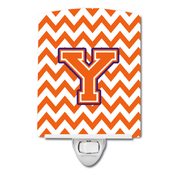 Letter Y Chevron Orange and Regalia Ceramic Night Light CJ1062-YCNL - the-store.com