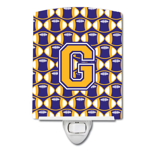 Letter G Football Purple and Gold Ceramic Night Light CJ1064-GCNL - the-store.com