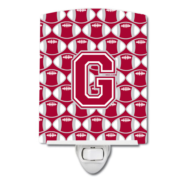 Letter G Football Crimson, grey and white Ceramic Night Light CJ1065-GCNL - the-store.com