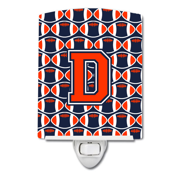 Letter D Football Orange, Blue and white Ceramic Night Light CJ1066-DCNL - the-store.com