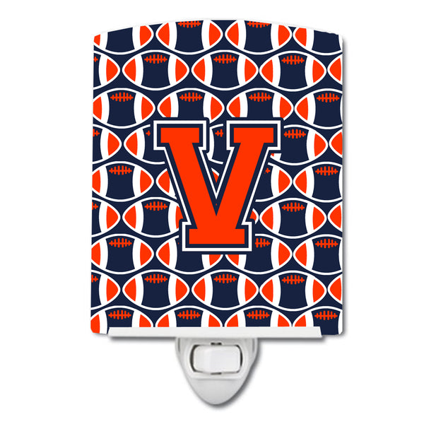 Letter V Football Orange, Blue and white Ceramic Night Light CJ1066-VCNL - the-store.com