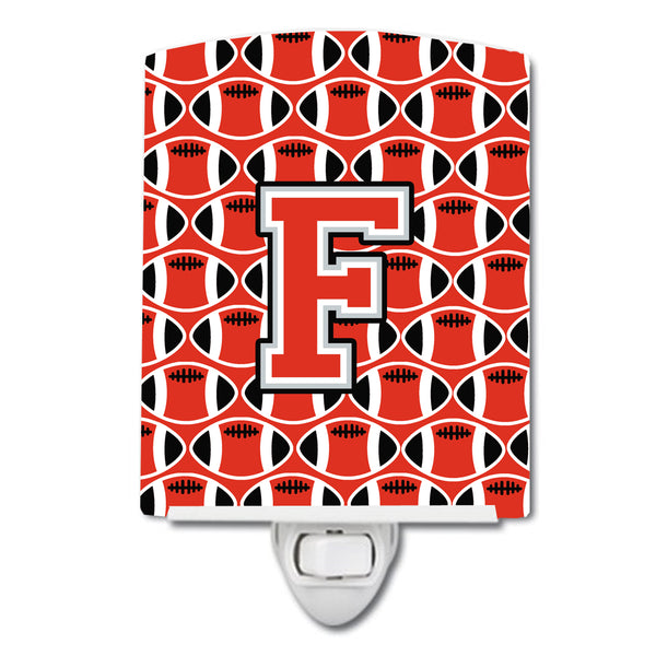 Letter F Football Scarlet and Grey Ceramic Night Light CJ1067-FCNL - the-store.com