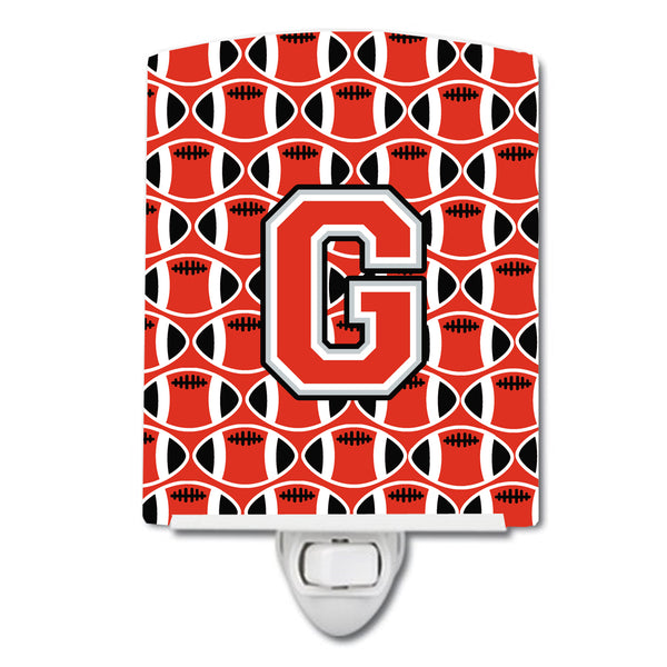 Letter G Football Scarlet and Grey Ceramic Night Light CJ1067-GCNL - the-store.com