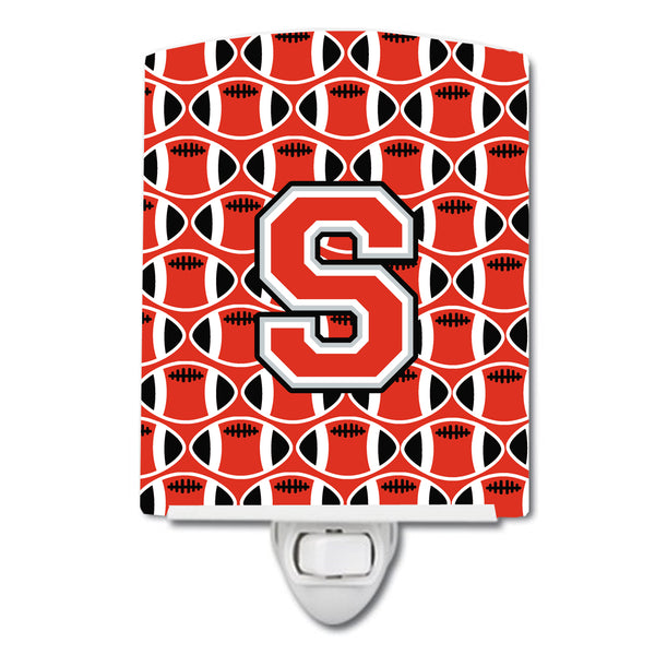 Letter S Football Scarlet and Grey Ceramic Night Light CJ1067-SCNL - the-store.com