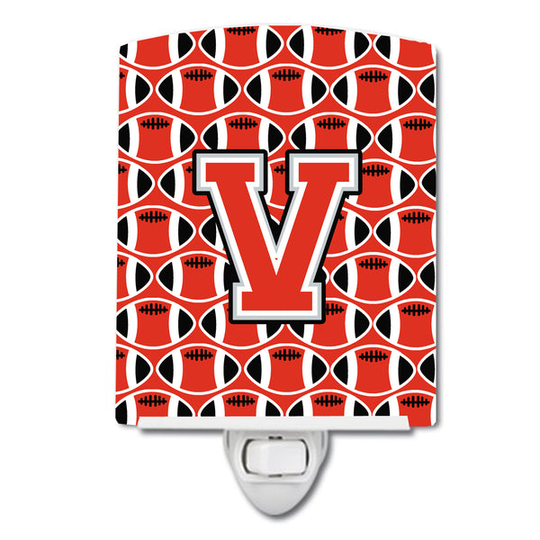 Letter V Football Scarlet and Grey Ceramic Night Light CJ1067-VCNL - the-store.com