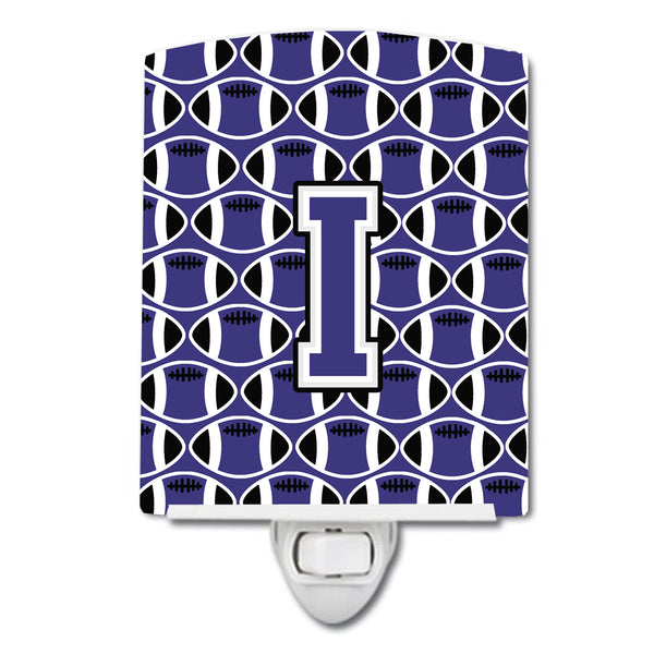 Letter I Football Purple and White Ceramic Night Light CJ1068-ICNL - the-store.com