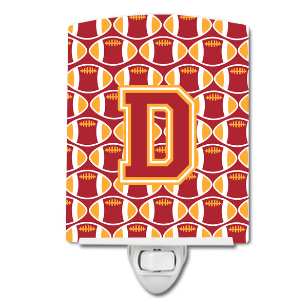 Letter D Football Cardinal and Gold Ceramic Night Light CJ1070-DCNL - the-store.com