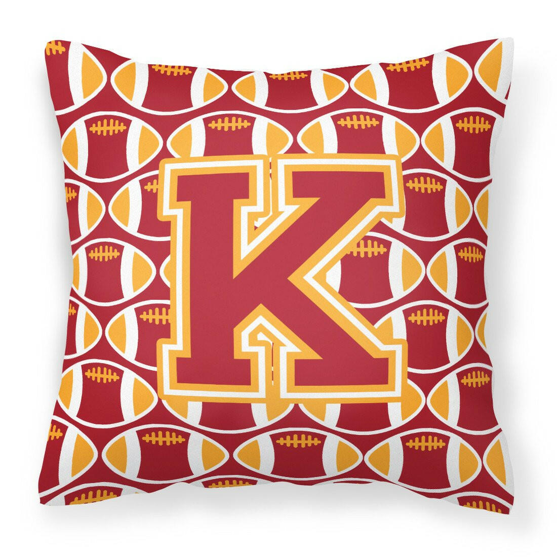 Letter K Football Cardinal and Gold Fabric Decorative Pillow CJ1070 ...