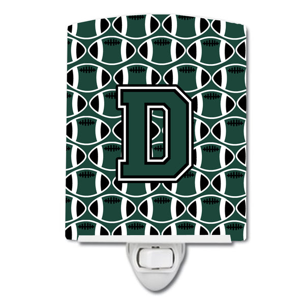 Letter D Football Green and White Ceramic Night Light CJ1071-DCNL - the-store.com