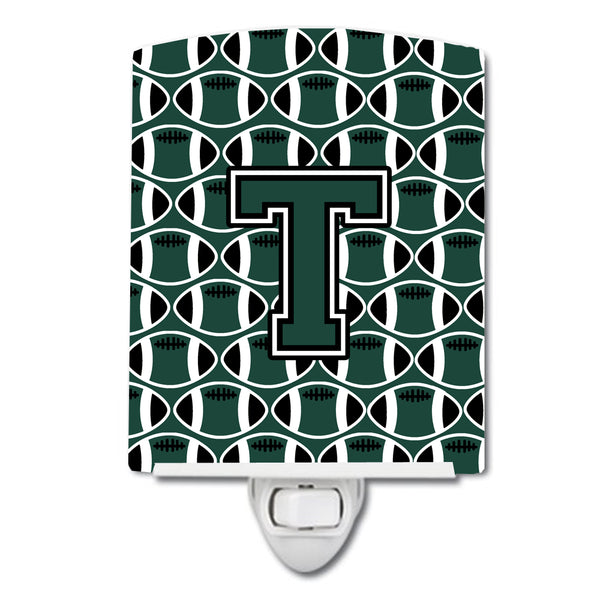 Letter T Football Green and White Ceramic Night Light CJ1071-TCNL - the-store.com